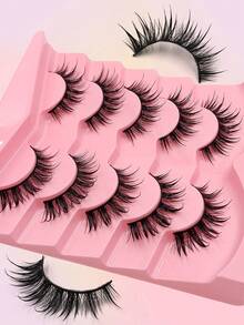 Asiteo 5 Pairs Grafting Effect Of Wet False Eyelashes Comics Eyelashes Are Spiky, Thin Stems And Thick Curls,Manga Lashes Anime False Eyelashes Wet Look Choppy Lashes Faux Mink Lashes Fashion Thick Extension - 尖尾漫畫款 - 查看 8