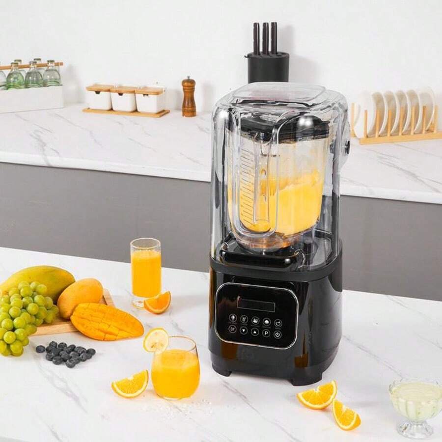 Professional Blender With Shield, Commercial Countertop Blenders, 68 Oz Glass Jar Blender Combo, Stainless Steel 9 Speed & 5 Functions Blender, For Shakes, Smoothies, Peree, And Crush Ice, Black - Five functions black - 查看 1