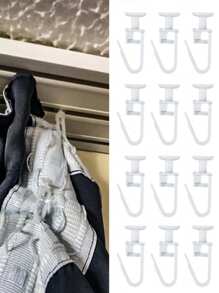 20/50 piezas Ganchos para riel de cortina de ventana, ganchos para cortinas, deslizadores de cortinas - Juego de rieles de cortina de techo con ganchos plegables con candado, adecuado para habitaciones y particiones