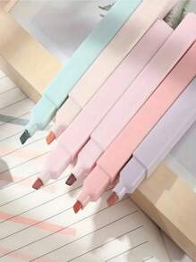Random Color 1/6/12 Marking Pen, Beautiful Chiseled Highlighters, Eye Protection Key Marker Slanted Head Handmade Accounting Pens,Pens,Stationery,School Supplies,Back To School