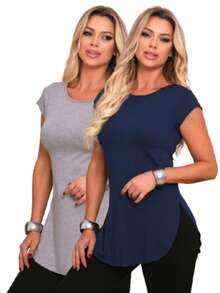 Kit 2 Women's Long Gym Tops With Butt Cover - Màu xanh lam - Xem 1