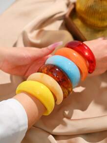 1 pièce Bracelet à manchette ouvert minimaliste de mode bohème Y2K tie-dye multicolore en résine, convient pour les femmes: vacances à la plage, décontracté, festival de musique, fête, port quotidien
