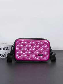 Mini Hardside Messenger Bag, Crossbody Bag, Lightweight Shoulder Bag For Students, Travel, Summer, Casual, Fashionable Street Style, Great Gift For Boyfriend Sling Bag Fashion Men's Bags Water Repellent - Hot Pink - View 7