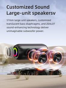 Zealot S69M 便携式无线蓝牙麦克风音箱，20W 高音量，IPX5 防水，带呼吸氛围灯，兼容 TF 卡/USB/AUX，支持手机/平板电脑/电脑/电视连接，适用于户外露营、聚会、家庭影院等场合，K-Song 音箱 - 黑色[配兩支無線麥克風] - 查看 5