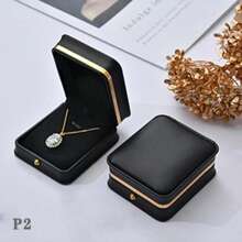 1 Stück Luxus Geschenkbox mit goldfarbenem Rand, für Ringe, Anhänger, Armbänder, Halsketten und Perlen