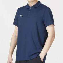 Under Armour 男士 2026 新款训练健身休闲 Polo 衫，透气短袖，23500507-408 - 藏蓝色 - 查看 2