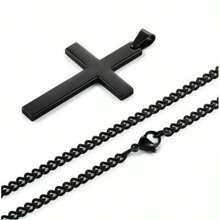 1pc Men's Fashionable Stainless Steel Cross Pendant Necklace - Perfect Gift For Boyfriend Fathers Day Gift School Jewelry Men Y2k Accessories Goth Men Chains Jeans Accessories Gothic Jewellery Back To School Street Halloween Accessories Punk