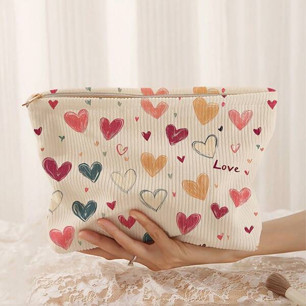 ﻿ Fun Pattern Corduroy Makeup Bag, Lightweight Travel Zipper Cosmetic Pouch, Versatile Toiletry Organizer For Women And Men Gift ,Thickened Version ﻿