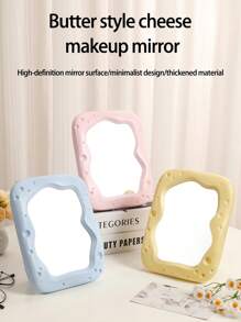 1 Peça Espelho de Maquiagem Minimalista Assimétrico em Formato de Queijo, Espelho de Toucador Grande para Dormitório de Estudante