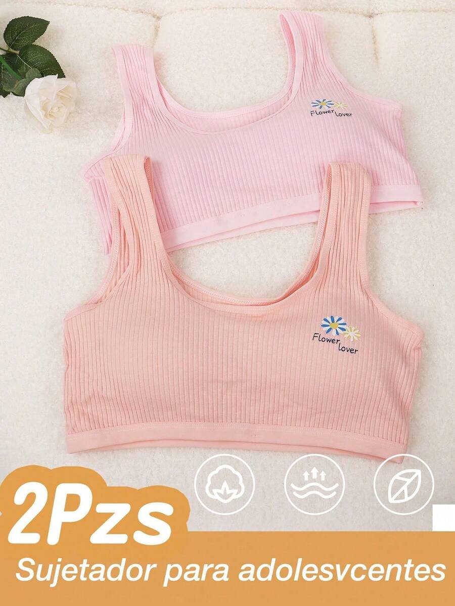 Corpiño para Adolescentes sin Varilla, Ropa Interior Infantil y Brasier para Niñas, Adecuado para Niñas de 8 a 14 Años en Desarrollo - Rosa vieja - Ver 1