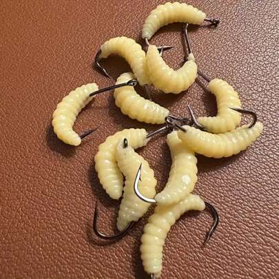 10pcs/Set Premium Rubber Worm Fishing Lures - Suitable For Trout, Bass And Freshwater Fish | Durable Worm Baits With Hooks And Worms