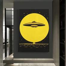 1pc /3PCS Wall Arts Posters Optinal Frame Pop UFO UFO Alien Drink Coffee Art Print Poster Cow Canvas Print Print Vintage Sci-Fi Wall Art Funny Home Decor