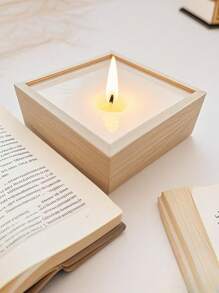 1 Peça Vela Perfumada, Uma Vela Perfumada Única e Fresca, Feita de um Recipiente Retangular Único de Xícaras de Bambu Carbonizado e Feita de Cera de Soja. Muito Adequada para Decoração de Casa, Hotéis e Restaurantes de Alta Categoria.