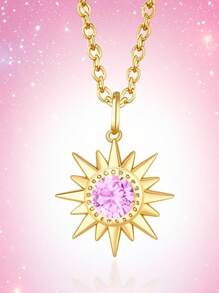 Collier en cuivre plaqué or rose 18 carats avec pendentif soleil en zircone artificielle, bijou à la mode pour femme, idéal au quotidien, idéal pour la fête des mères, la Saint-Valentin ou un anniversaire.