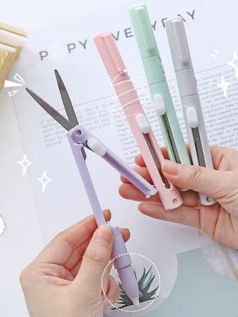 5 ชิ้น/3 ชิ้น/2 ชิ้น/1 ชิ้น กรรไกรพับได้มีประโยชน์สองอย่าง, มีด Precision, มีดตัดกระดาษขนาดเล็กสำหรับงานฝีมือ, คัตเตอร์ปากกาเซรามิคสำหรับสคราปบุ๊ค กลับเข้าโรงเรียน อุปกรณ์การเรียน