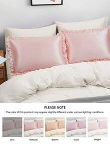 1件缎面蕾丝枕套，丝滑柔顺，呵护秀发和肌肤，奢华丝滑，超柔软透气，无填充物，可机洗，适用于家庭床上用品和学生宿舍，通过Oeko-Tex认证。 - 淺粉色 - 查看 8