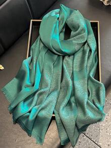 1pc Women Elegant Minimalist Five-Leaf Flower Print Lyocell Scarf, Versatile Lightweight Shawl For All Seasons, Can Be Used As Decoration, Head Wrap For Dress - Multicolor - View 21