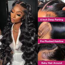 250% Density 42Inch Body Wave 13x6 HD Lace Front Wigs Human Hair 250 Density 12A 100% Virgin Frontal Wigs Human Hair 13x6 Body Wave Glueless Wig For Women Pre Plucked Bleached Knots With Baby Hair Natural Black - Natural Black - View 2