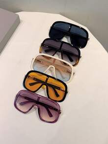 1 Peça Novo Óculos de Sol Oversized em Formato de Escudo de Moda Feminino, Design de Lente Integrada, Óculos Laranja, Formato Simples, Cor Degradê, Óculos Decorativos de Armação Completa para Verão, Praia, Viagem, Outdoor - Multicolorido - Visão 11