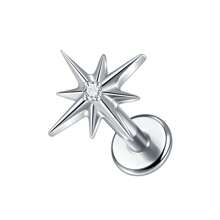 1PC Tytan 16G Błyszczący CZ Gwiazda Północna Kolczyk Stud Płaskie Tylne Labret Chrząstka Tragus Helix Conch Lobe Piercing Nos Biżuteria