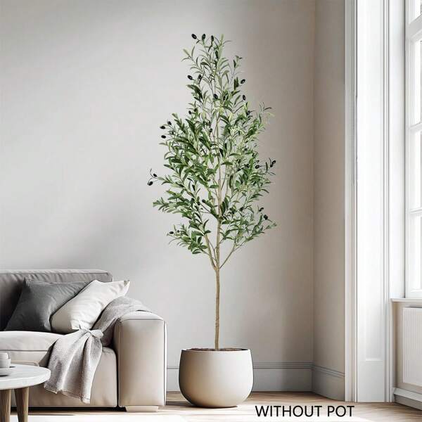 1pc 65-200cm Large Artificial Olive Plant Tree Branches Fake Green Faux Plant Plastic Leaves Ornamental Indoor Outdoor Artificial Plant For Home Garden Hotel Office Party Room Decor