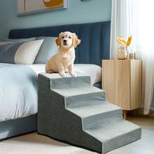BingoPaw Dog Stairs Pet Ramp 3/4 Step Small Pet Cat Dog Steps For High Bed Sofa Couch, Non-Slip, Washable - Grey - View 3