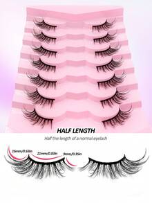 7 Pairs Half Lashes Corner Eyelashes Natural Look False Eyelashes, 3D Fluffy Effect Faux Mink Fake Cat Eye Lashes, Reusable Wispy Natural Half Eyelashes Makeup False Eyelashes - View 3