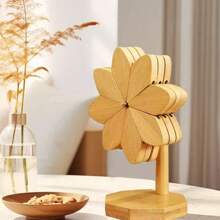 Complete Set Of Wooden Windmill, Heat-Resistant Coasters, Insulation Pad, Foldable Heat-Insulating Table Mat Decorations, Suitable For Household Use