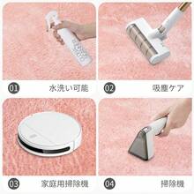 Rug, Washable, All Season, Room Mat, Small, Play Mat, Nordic, Anti-Mite, Non-Slip, Washable Rug, Compatible With Hot Carpet, Compatible With Floor Heating, Summer, Winter, Mat, Rug Mat, Carpet, Rug Carpet, Flannel, Washable, Carpet, Living Room - 粉色 - 查看 3