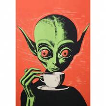 1pc /3PCS Wall Arts Posters Optinal Frame Pop UFO UFO Alien Drink Coffee Art Print Poster Cow Canvas Print Print Vintage Sci-Fi Wall Art Funny Home Decor