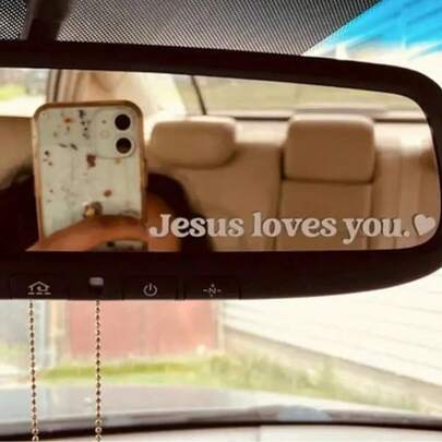 1/2/5pcs "Jesus Loves You " Car Stickers, Driving Stickers,Car Rearview Mirror Stickers,Gift For Teachers, "Believe In God" With Heart Shape Design - Christian Decorations Suitable For Churches, Homes And Offices!
