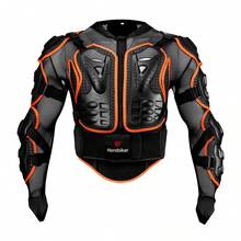 1pc Orange & Black Motorcycle Protective Gear, Chest, Back & Elbow Guards, Motocross Racing Safety Jacket, Unisex, Motorcycle Accessories