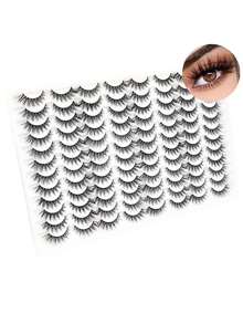 48 Pairs Of Large Capacity Complete False Eyelashes, Black Stems, Full Eyelashes, Comic Style False Eyelashes, One-Piece Complete False Eyelashes, Easy To Wear And Paste, Suitable For All Eye Shapes, Natural Appearance, Essential For Eye Makeup, False Eyelashes - 尖尾漫畫款 - 查看 2