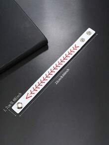 1pc Men's Creative Leather Wax Thread Braided Bracelet, Fashion Handmade Baseball Knitted Jewelry Accessory - Multicolor - View 2