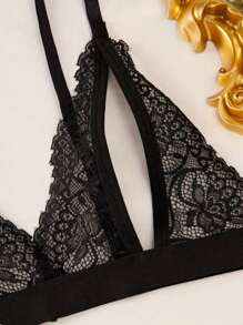 2 piezas Conjunto de lencería con encaje floral, sujetador triangular de copa abierta y tanga de entrepierna abierta, conjunto de ropa de dormir sexy para mujer, ropa interior sexy para mujer, pijama sexy para mujer, prendas sexy para mujer, conjunto de lencería sexy, conjunto de ropa interior para mujer, conjunto de traje para mujer