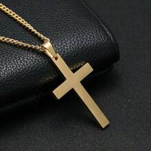 1pc Men's Fashionable Stainless Steel Cross Pendant Necklace - Perfect Gift For Boyfriend Fathers Day Gift School Jewelry Men Y2k Accessories Goth Men Chains Jeans Accessories Gothic Jewellery Back To School Street Halloween Accessories Punk