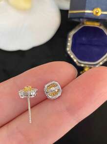1 pieza Pendientes elegantes de mujer de plata de ley 925, pendientes minimalistas de estilo francés para uso diario, regalo