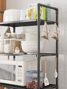 Carrito de Almacenamiento de 5 Niveles Multiusos para Cocina , Estante De Almacenamiento Multicapa Para Sala De Estar, Organizador de Especias - Negro - Ver 3