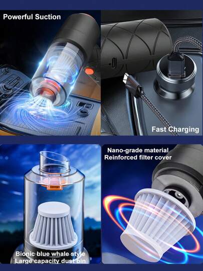 Cordless Stofzuiger Cleaner Powerful held Mini In Low Noise Air Buster Multi Nozzles Rechargeable Duster Cleaning Kit Car ing Car, Home, Office, Pet, Keyboard view 5