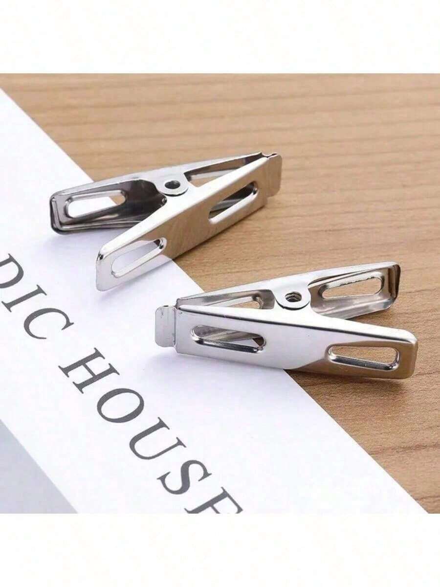 10/20 件不锈钢衣夹、活页夹、工作夹、金属夹套装、金属衣服夹、用于衣服袜子食品密封照片、夹子