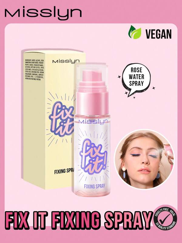 Misslyn FIX IT! FIXING SPRAY, Makeup Finishing Spray And Primer - Long Lasting, Matte Finish, Lightweight, Refreshes, Hydrates, Hydrating & Refreshing Makeup Setting Spray, , Y2K Makeup Party Beach Travel Holiday Camping Outdoors Present Rose Fashion Girl New Year Cosmetic Cosplay Best Trip Festivals Color Fancy Campus School Charm Vibe Cny Chinese New Year, Valentine's Day Gifts,Vegan,Cruelty Free