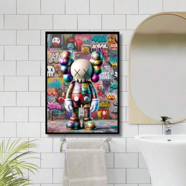 1pc KAWS Style Minimalist Art Painting – Kaws Poster Contemporary Wall Art Painting | Cool Pop Art Print For Bedroom Decor, Office Or Studio Decor Poster Canvas Print, 2D, Great For Room Decor Unframed