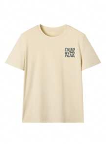 Ladies' Spring And Summer New Style Faith Over Fear Letter Print Daily Casual Round Neck Short Sleeved T-Shirt, Fashionable Vacation Style, Your Daily Necessity. Vacation Outfits Women Graphic Tees Women White Top