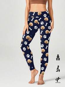 Customized Yoga Pants With Personalized Human, Pet Or Holiday Cartoon Prints, Interesting Designs For Men & Women