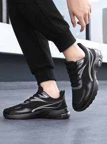 Tênis Esportivos de Malha Respirável e Confortável, com Aumento de Altura por Amortecimento de Ar, Estilo Casual Fashionável para Uso Externo e Corrida, com Cadarço, para Homens