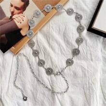 Accesoriu rochie cu lanț cu talie cu disc rotund metalic pentru femei, centură decorativă de modă versatilă de purtat cu cămăși, blugi, potrivită pentru primăvară, vară, toamnă, iarnă