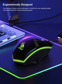 Souris gamer filaire mécanique X2 avec éclairage RGB fluide, compatible avec ordinateur de bureau et portable, souris filaire USB avec base en métal brossé, sensation de peau texturée, pour le jeu, le bureau et l'entreprise