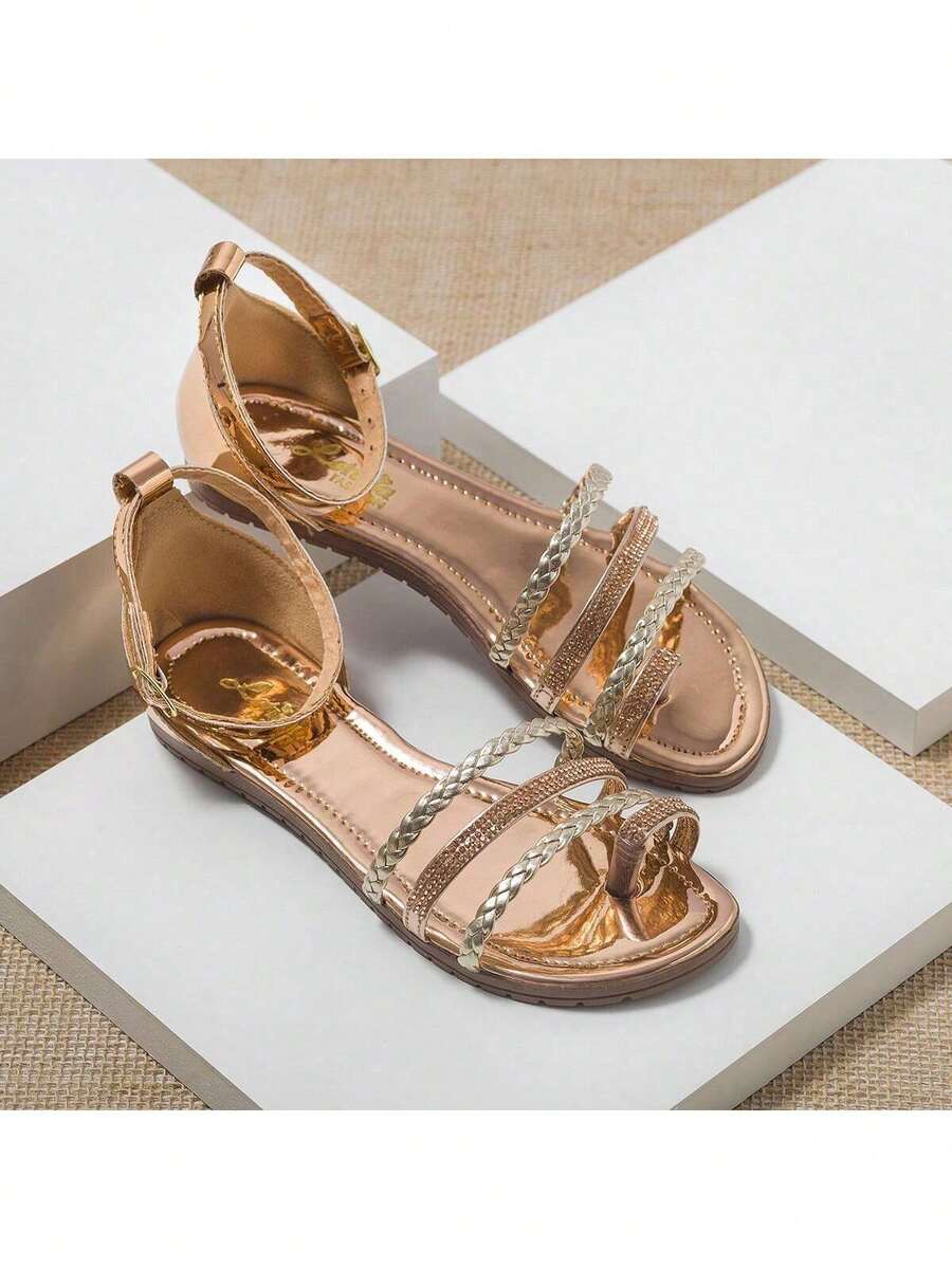 Women's Flat Sandals With Shiny Buckle - 銅色 - 查看 1