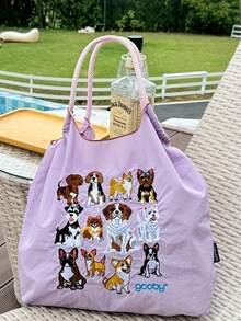 Nowa stylowa torba na ramię z haftowanym wzorem psa