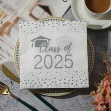 20pcs 2025 Graduation Napkins, 13x13 Inches - Wedding Birthday Garden Party Decorative Tissue Paper, For Restaurant, Kitchen, Cafe Decor - Multicolor - View 10